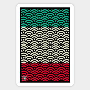 Retro Japanese Clouds Pattern RE:COLOR 24 Magnet